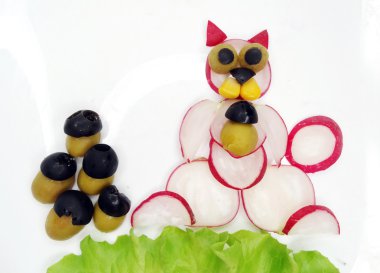 turp ile yaratıcı komik sebze snack