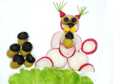 turp ile yaratıcı komik sebze snack