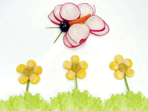 Creative funny vegetable snack with cucumber — Stock Photo, Image