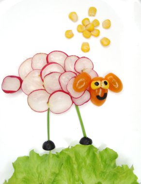 turp ile yaratıcı komik sebze snack