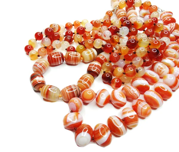 Carnelian ädelsten pärlor halsband smycken — Stockfoto