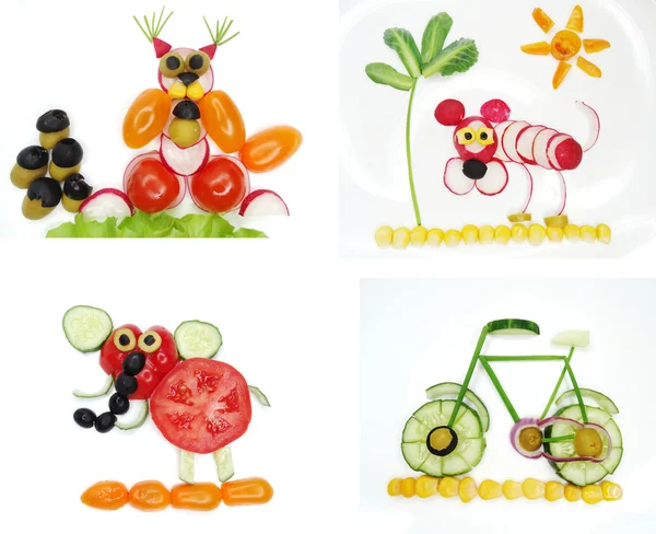 Creative funny vegetable snack with tomato — Stock Image Creative funny vegetable snack with tomato Royalty Free Stock Images