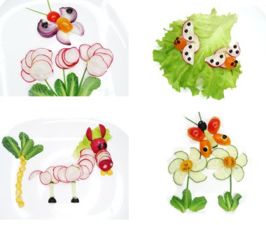 Salatalık ile yaratıcı komik sebze snack