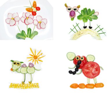 Salatalık ile yaratıcı komik sebze snack