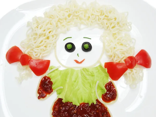 Creative vegetable food dinner form girl — Stock Photo, Image
