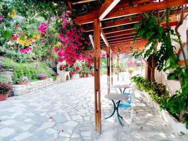 balkon ve Teras santorini Yunanistan bina lüks otel