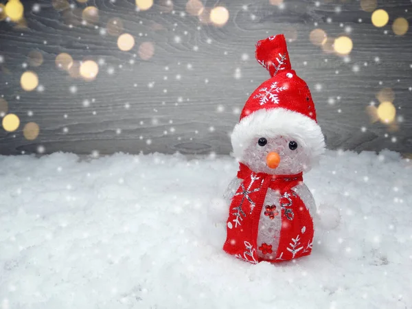 Зимовий Різдвяний Фон Сніговим Декором Сніг Синій Дерев Яній Текстурі — стокове фото