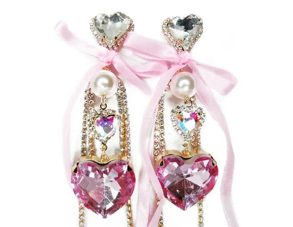 Jewelry Earrings Fashion Beads Necklace Bright Crystals — 스톡 사진