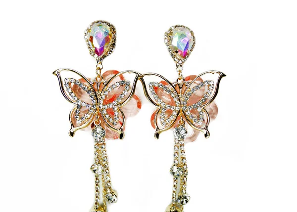 Jewelry Earrings Fashion Beads Necklace Bright Crystals — 스톡 사진