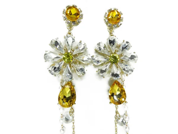 Kalung Anting Anting Perhiasan Manik Manik Mode Dengan Kristal Terang — Stok Foto