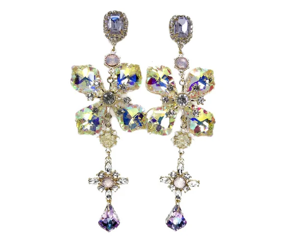 Jewelry Earrings Fashion Beads Necklace Bright Crystals — 스톡 사진