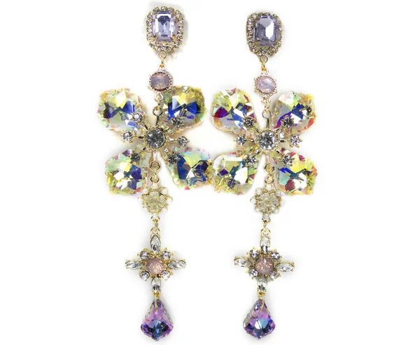 Jewelry Earrings Fashion Beads Necklace Bright Crystals — ストック写真