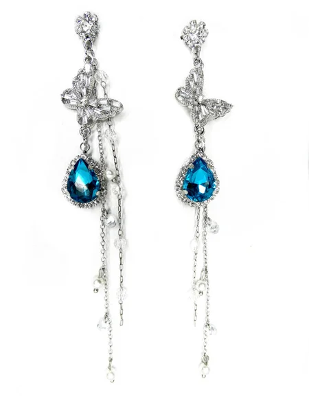 Ювелирные Серьги Мода Бусы Ожерелье Яркими Кристаллами — стоковое фото