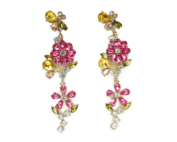 Jewelry Earrings Fashion Beads Necklace Bright Crystals — 스톡 사진