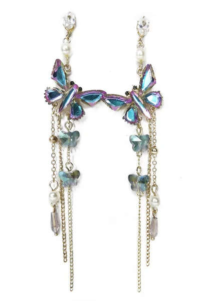 Jewelry Earrings Fashion Beads Necklace Bright Crystals — 스톡 사진