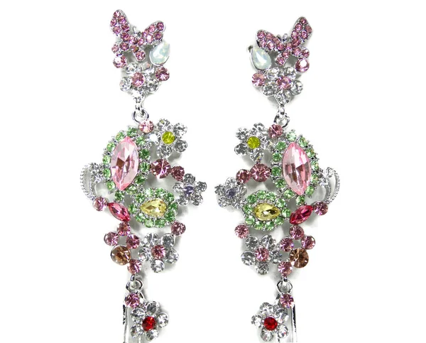 Jewelry Earrings Fashion Beads Necklace Bright Crystals — 스톡 사진