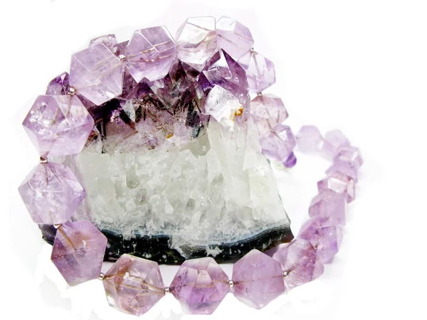 Amethyst semiprecious beads necklace — Stock Photo, Image