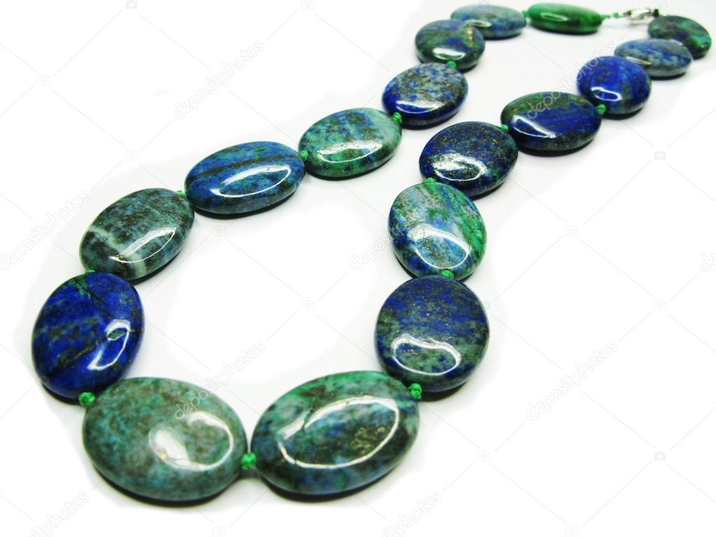 azur-malachite gemstone beads necklace jewelery