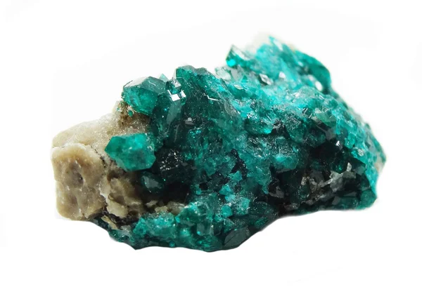 Dioptase geode geologické krystaly — Stock fotografie