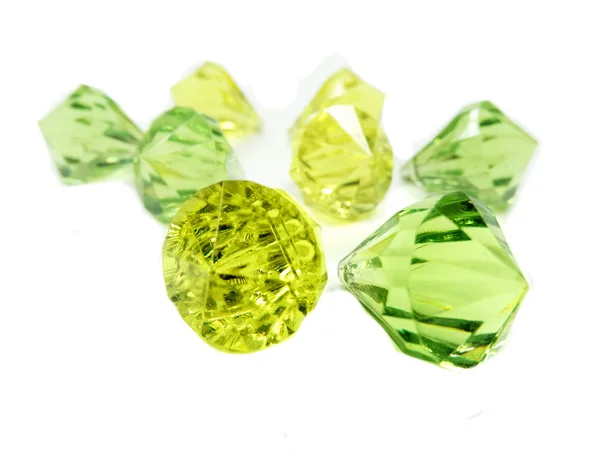 Green and yellow diamonds gem stones crystals — Stock Photo, Image