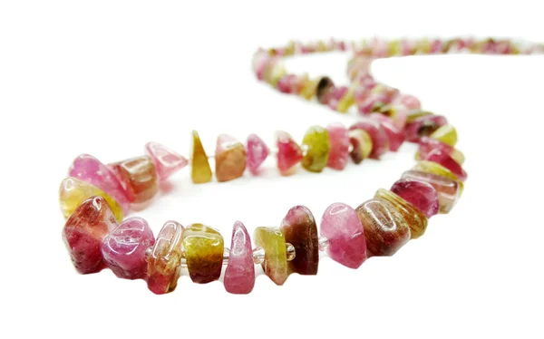 Tourmaline gemstone beads necklace jewelery — Stock Photo, Image