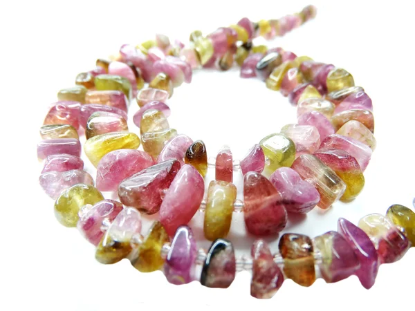 Tourmaline gemstone beads necklace jewelery — Stock Photo, Image