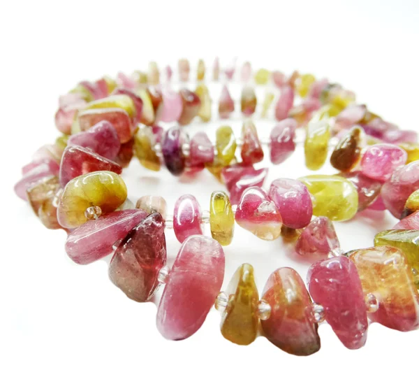 Tourmaline gemstone beads necklace jewelery — Stock Photo, Image