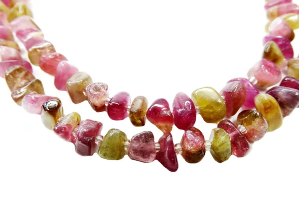 Tourmaline gemstone beads necklace jewelery — Stock Photo, Image