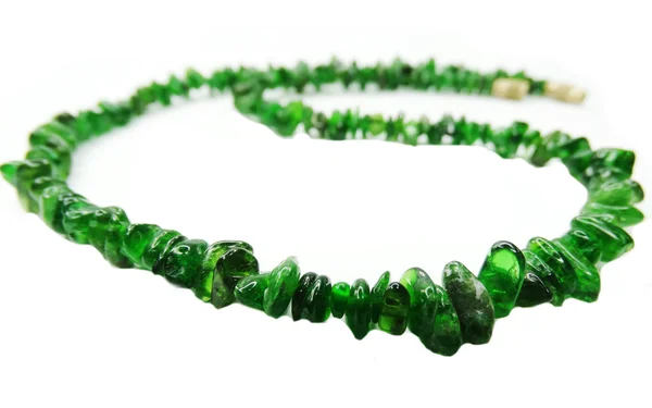 Chrome diopside gemstone beads necklace jewelery — Stock Photo, Image