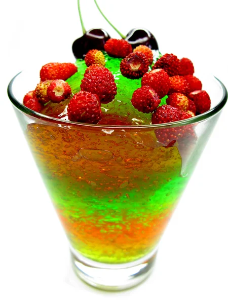 Sobremesa de geleia de frutas com morango — Fotografia de Stock