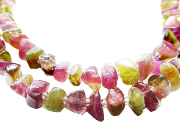 Turmalín drahokam korálků náhrdelník bižuterie — Stock fotografie