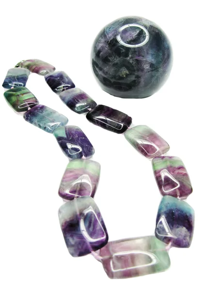 Fluorite semiprecious beads necklace — Stock Photo, Image