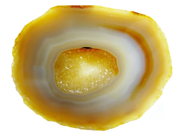 Agate avec cristal géologique de calcédoine — Photo