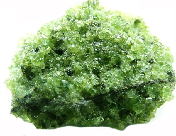 Peridot geode geologiska kristaller — Stockfoto