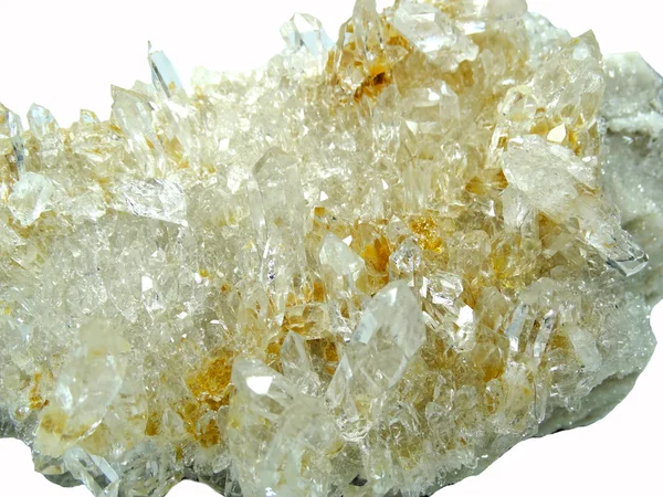 Rock crystal quartz geode geologische kristallen — Stockfoto