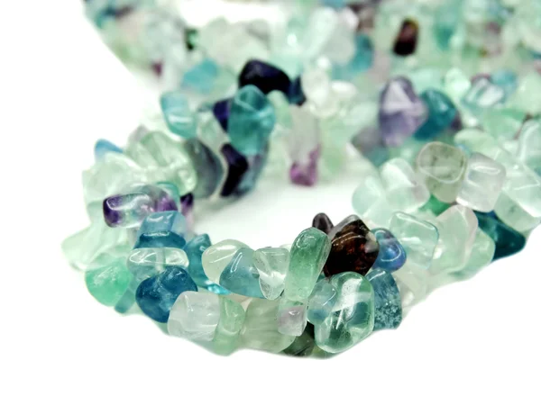 Fluorite gemstone beads necklace jewelery — Stock Photo, Image