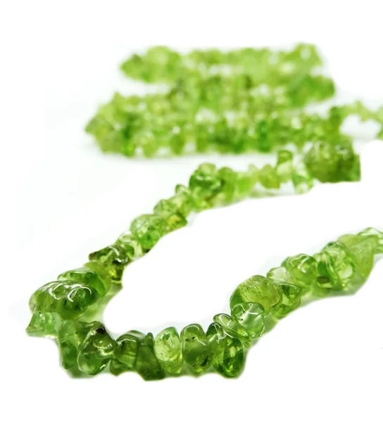 Chrysolite gemstone beads necklace jewelery — Stock Photo, Image