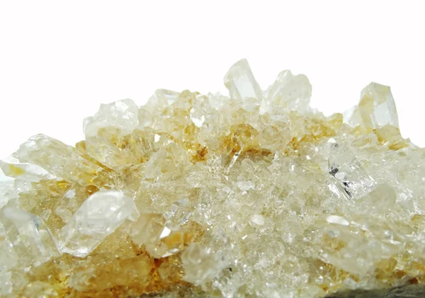 Rock crystal quartz geode geologische kristallen — Stockfoto