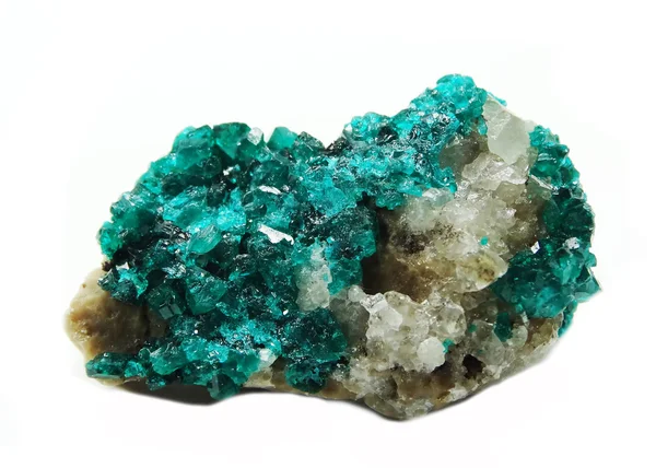 Dioptase geode geologické krystaly — Stock fotografie