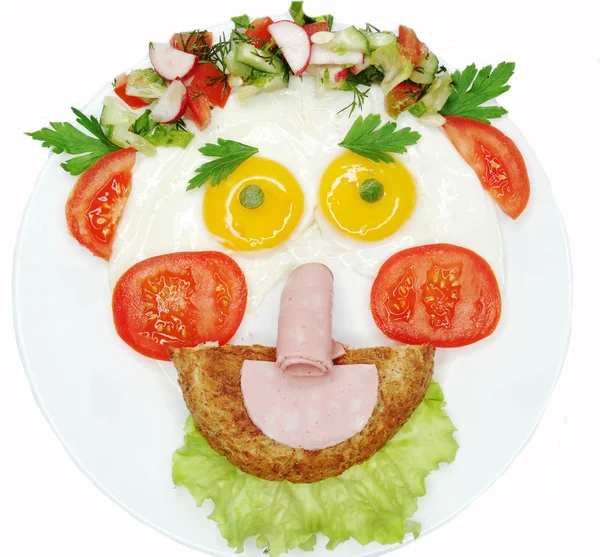 Creative egg breakfast for child face form — Stock Photo, Image