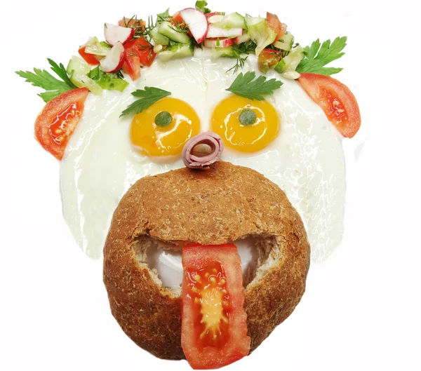 Kreatywnych jajko śniadanie dla dziecka twarzy postaci — Zdjęcie stockowe