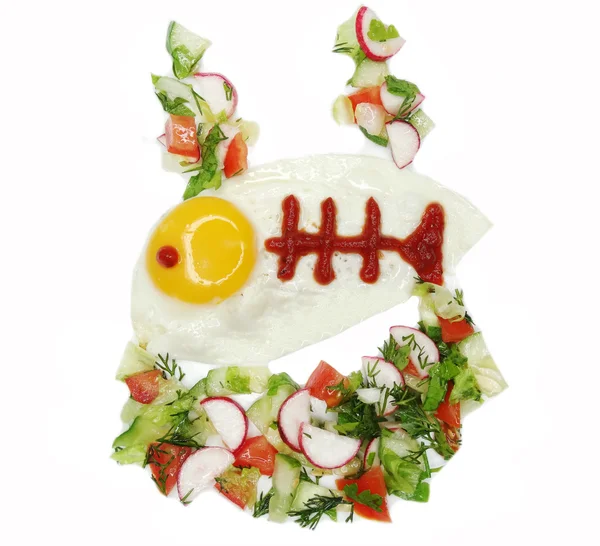 Huevo creativo desayuno pescado forma — Foto de Stock