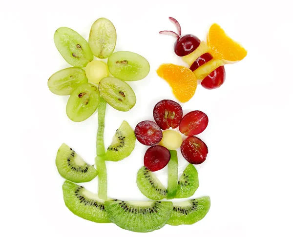 Frutta creativa bambino dolce ape sulla forma di fiore — Foto Stock