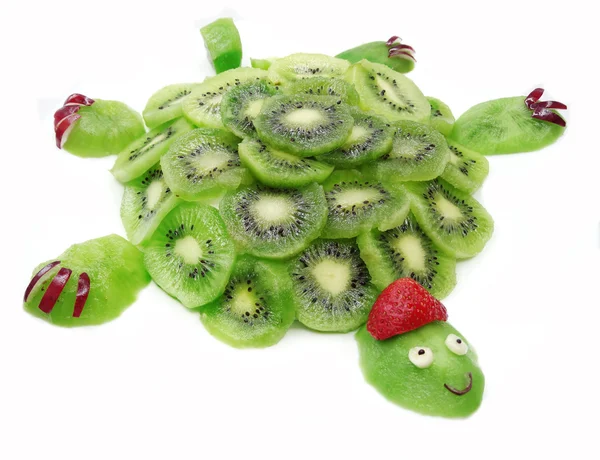 Fruta creativa niño postre tortuga forma —  Fotos de Stock