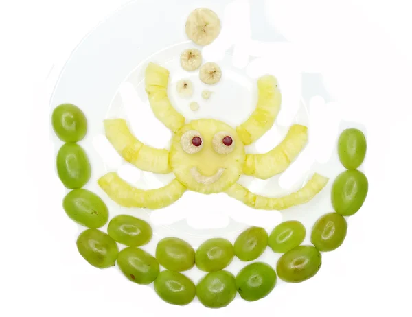 Creative fruit child dessert crab form — Stock Photo, Image