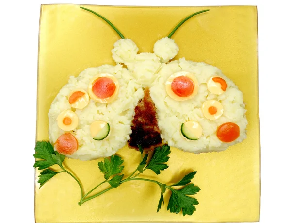 Kreatywne jedzenie warzyw kolacja motyl formularza — Zdjęcie stockowe