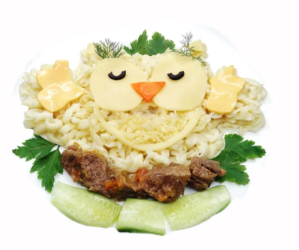 Creative vegetable food dinner owl bird form — Stock Photo, Image