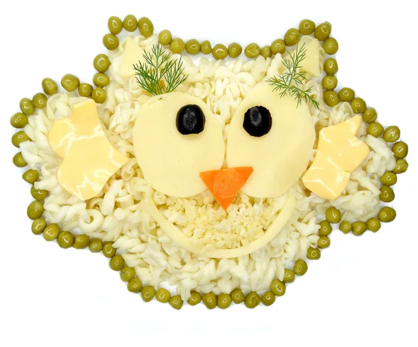 Kreatywne jedzenie warzyw kolacja sowa ptak formularza — Zdjęcie stockowe