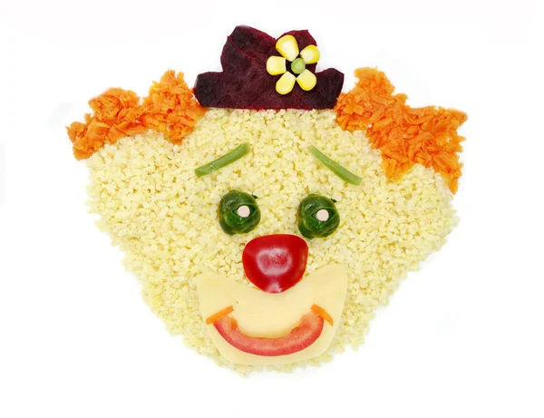 Créatif légumes nourriture dîner clown forme — Photo
