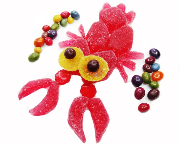 Creative marmalade fruit jelly sweet food crab form — Stock Photo, Image